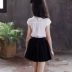 Cô gái áo sơ mi ngắn tay mùa hè ăn mặc cậu bé lớn Hàn Quốc phiên bản của các trường đại học gió áo khoác 2018 mùa hè mới trẻ em áo sơ mi trắng
