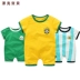 Quần áo trẻ em mùa hè jumpsuit 0-3-6 tháng bé bé world cup quần áo bóng đá 1 cotton sơ sinh romper