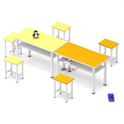 Bàn ghế văn phòng kết hợp màu sắc mẫu giáo nghệ thuật bàn vẽ bàn dài trường tiểu học bàn tư vấn lớp đào tạo bàn - Nội thất giảng dạy tại trường
