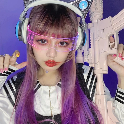 Hip -Hop Future Science and Technology Светящие очки мужчины для женщин привел панк -прилив Jumpy Photograph