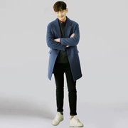 Mùa đông mới phiên bản Hàn Quốc của áo khoác len nam dài phần len giản dị áo khoác len nam sinh viên áo khoác cashmere