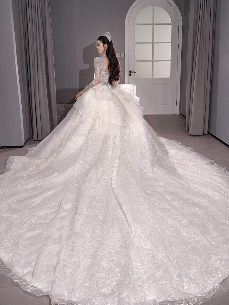  S 90 catties+Dragon tail wedding dress for built -in zipper skirts   + $4.87 
