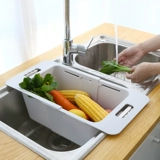 Углубьте кухонную телескопическую раковину Dishuka Filter Water Basket Multi -функциональная пластиковая стойка для штифта для стирки фруктов