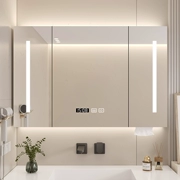 Gỗ chắc chắn thông minh gương phòng tắm tủ treo tường phòng tắm gương phòng tắm nhà vệ sinh gương có giá để đồ có khóa bảo quản