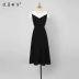Váy quây màu đen dài tính khí gợi cảm eo eo thon váy dài trung thu của phụ nữ mùa hè 20222 mới - váy đầm