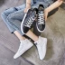 Gangfeng Street đánh bại da giày phụ nữ sinh viên giày trắng nữ 2018 mùa hè đáy phẳng giày da phụ nữ cao giày giày thường giày thể thao nữ màu đen Giày cao gót