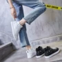 Gangfeng Street đánh bại da giày phụ nữ sinh viên giày trắng nữ 2018 mùa hè đáy phẳng giày da phụ nữ cao giày giày thường giày thể thao nữ màu đen