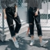 2018 mùa xuân và mùa thu mới của Hàn Quốc jeans nữ lỗ đầu gối lỗ bf lỏng 乞丐 kích thước lớn chất béo mm quần