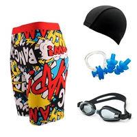 Мужские штаны для плавания, длинный купальник, плавательная шапочка, комплект для взрослых, подходит для подростков