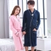 Phiên bản Hàn Quốc của áo ngủ đôi cotton mỏng dễ thương mùa xuân và mùa thu nữ áo choàng tắm cotton dài tay áo choàng dài nam