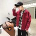 Mùa thu denim lỏng áo khoác nam Hàn Quốc phiên bản của xu hướng cá tính hip hop denim đỏ quần áo 褂 sinh viên đẹp trai áo khoác nam Áo khoác