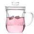 Chén trà cốc thủy tinh dày nhiệt độ cao ba mảnh tách trà hoa cốc có nắp cốc nước văn phòng cốc lọc - Tách
