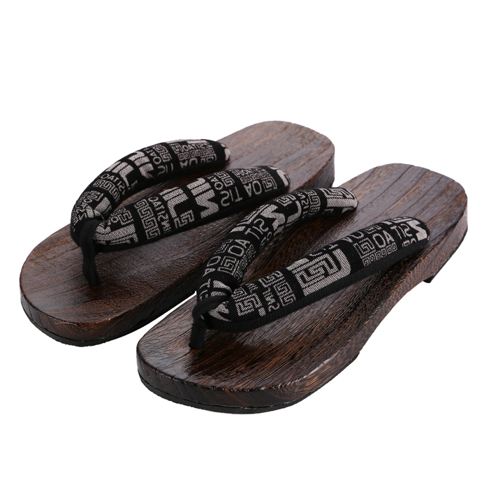 男女款高跟人字木屐黑漆红带二齿凉拖拖鞋武士人字