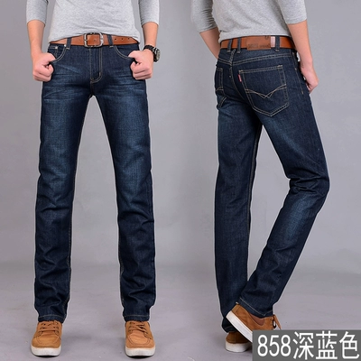 Mùa hè mỏng jeans của nam giới kinh doanh lỏng thẳng kích thước lớn siêu mỏng thoáng khí người đàn ông giản dị của cotton thanh niên cao eo quần nam Cao bồi