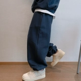 Дэнниндзи весенний прилив бренд ретро Хай -стрит Универсальный чистый цвет силуэт 500G Тяжелые ватные шерстяные брюки Человек