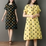 Polka-dot váy nữ mùa hè phần dài 2018 mới bông và vải lanh lỏng Tây Tạng thịt bìa bụng giảm béo tuổi một chiếc váy mẫu váy xòe đẹp 2020