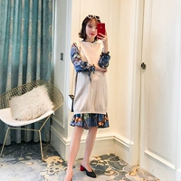 Bà bầu phù hợp với thời trang thu đông 2018 phiên bản Hàn Quốc mới của váy vest hai dây váy voan dài shop đầm bầu