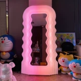 Мемфис волновое зеркало Вдохновение, заправка для ветра, зеркало напольного зеркала красная инопланетная светло -светло -розовое испытательное зеркало