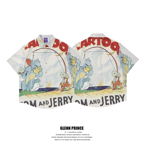 Летняя пляжная рубашка для отдыха, в американском стиле, короткий рукав, пляжный стиль