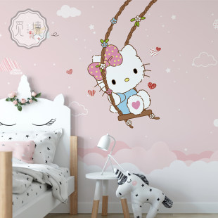 3D обои для детской комнаты Katie Cat Crystal Princess Room обои для комнаты девочек, розовый мультяшный фон стен