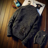 Зимний трендовый свитер для влюбленных, шерстяной лонгслив, куртка, в корейском стиле, с вышивкой, увеличенная толщина
