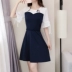 Kích thước lớn ngắn tay váy nữ mùa hè 2018 mới của Hàn Quốc phiên bản khâu voan ren váy eo mỏng Một từ váy