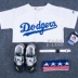 Đồng phục bóng chày Dodgers đường phố quần áo khiêu vũ trẻ em mặc cha mẹ và con mặc vài đồ thể thao giản dị ngắn tay T-Shirt
