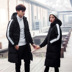 Phần dài mới của Hàn Quốc trong mùa thu và mùa đông của cặp vợ chồng mặc phiên bản Hàn Quốc của tự trồng trọt trùm đầu xuống áo khoác bông áo khoác dành cho nam giới và phụ nữ Trang phục Couple
