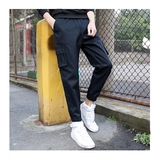 Демисезонные дорожные штаны, эластичная талия, на шнурках, свободный крой