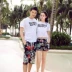 Couple bãi biển quần T-Shirt phù hợp với nam giới trưởng thành và phụ nữ bên bờ biển Bali tuần trăng mật kỳ nghỉ cotton in nhanh khô quần short