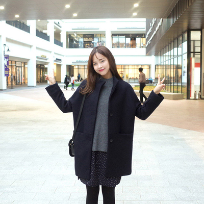 Chống mùa áo len nữ phần dài là mỏng Hàn Quốc phiên bản 2018 mới đứng cổ áo mùa thu và áo khoác mùa đông nữ sinh viên áo dạ đẹp 2020 Áo Hàn Quốc
