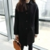 Chống mùa áo khoác nữ mới của Hàn Quốc phiên bản của áo len nữ phần dài mùa đông dày màu đen búp bê cổ áo len áo Trung bình và dài Coat