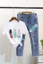 Châu âu trạm 2018 mùa xuân mới đính cườm sequins giày nhỏ ngắn tay T-Shirt + lỗ bảy điểm jeans phù hợp với nữ thủy triều