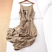 7.31X1406 Mùa Hè Mới của Phụ Nữ Váy Sling Dây Kéo Eo Mỏng Mỏng Thoải Mái Ăn Mặc Trên Đầu Gối Ăn Mặc