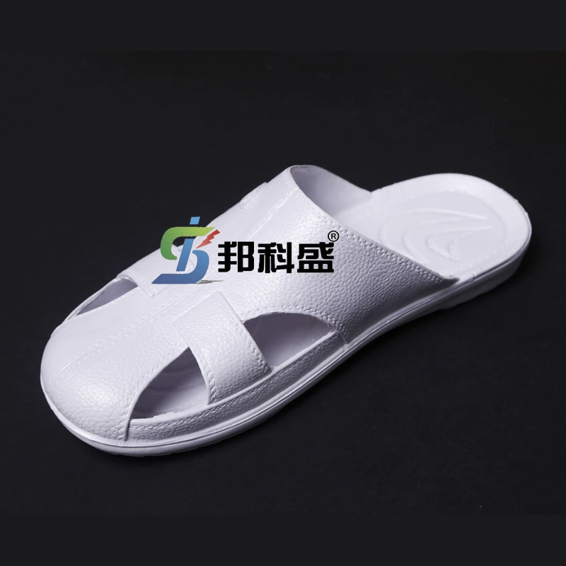 Dép chống tĩnh điện SPU Baotou bảo vệ ngón chân lớn bốn mắt chống trơn trượt mềm đáy xưởng mùa hè giày không bụi giày làm việc giày tĩnh điện 