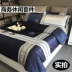 Mercury nhà dệt giường mùa hè lụa giường bốn bộ bông đơn giản ngủ chăn bông cotton 1,8m - Bộ đồ giường bốn mảnh