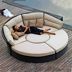 Mái hiên ngoài trời mây châu Âu lớn giường tròn lười biếng giải trí sofa mía ghế biệt thự vườn có thể tháo rời giường tròn bàn ghế xếp ngoài trời Bàn ghế ngoài trời / sân