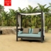 Giải trí giường wicker ghế sofa biệt thự vườn mây sofa vườn ngoài trời mây giường với mái hiên bãi biển ghế