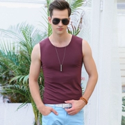 Mùa hè nam Vest nam Cotton Cotton Thể thao thoáng khí Thể dục Thể hình Slim Fit Tay áo chật - Lót