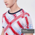 C nam giới 2018 mùa hè gradient sọc mỏng vòng cổ ngắn tay T-Shirt hit màu phần mỏng thoáng khí nửa tay áo len triều Hàng dệt kim