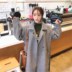 Mùa đông Hàn Quốc phiên bản của ulzzang Harajuku gió len áo khoác nữ trên đầu gối dài dày dày áo len nữ sinh viên áo khoác Trung bình và dài Coat