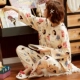 Bộ đồ ngủ nữ mùa xuân và mùa thu cotton dài tay Hàn Quốc nữ dễ thương mùa thu và mùa đông cotton mẫu giam cầm dịch vụ nhà hai mảnh phù hợp - Bộ Pajama