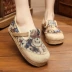 Vân Nam gió cỏ giày giày của phụ nữ giày vải giày phẳng giày đơn lanh thấp để giúp giày thường phong cách quốc gia cũ Bắc Kinh giày vải giầy elly Plimsolls