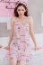 Mùa hè nightdress sling bông dễ thương gấu nhỏ nữ tươi Hàn Quốc phiên bản của cô gái XL đồ ngủ dark home dịch vụ váy mặc nhà dễ thương Đêm đầm