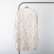 Mùa xuân và mùa thu của phụ nữ dài tay áo ngủ trùm đầu đơn áo blouse kích thước lớn bông lỏng đoạn dài váy ngủ dài dịch vụ nhà dài