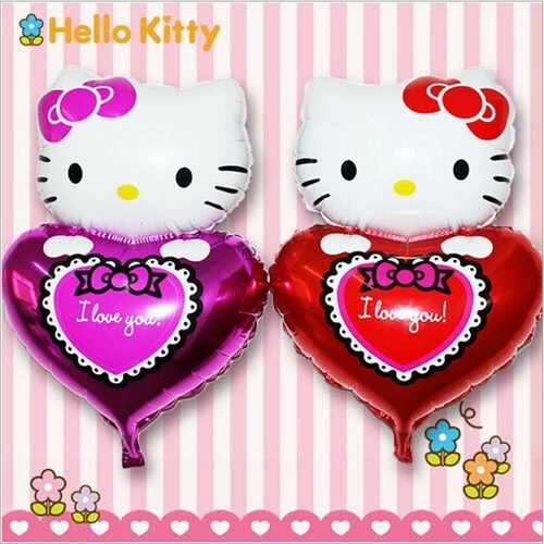 Hello kitty, мультяшный воздушный шар на день Святого Валентина в форме сердца, подарок на день рождения