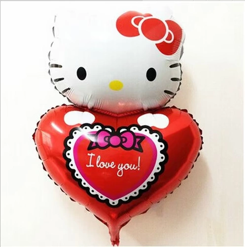 Hello kitty, мультяшный воздушный шар на день Святого Валентина в форме сердца, подарок на день рождения