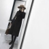 MUKOK áo len nữ màu đen thời trang dài phần 2018 phiên bản mới của Hàn Quốc đầu gối áo khoác mỏng nữ áo dạ nữ dáng dài hàn quốc Áo khoác dài
