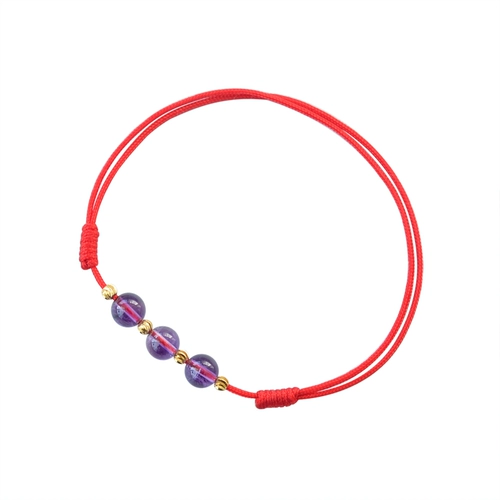 Браслет на ногу с аметистом, сексуальный браслет из красной нити, цепочка, оберег на день рождения, минифигурки, в корейском стиле, простой и элегантный дизайн