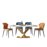 Рок домов обеденный стол домохозяйство маленькие квартиры Комбинация современная минималистская роскошная роскошная металлическая таблица с высоким содержанием.